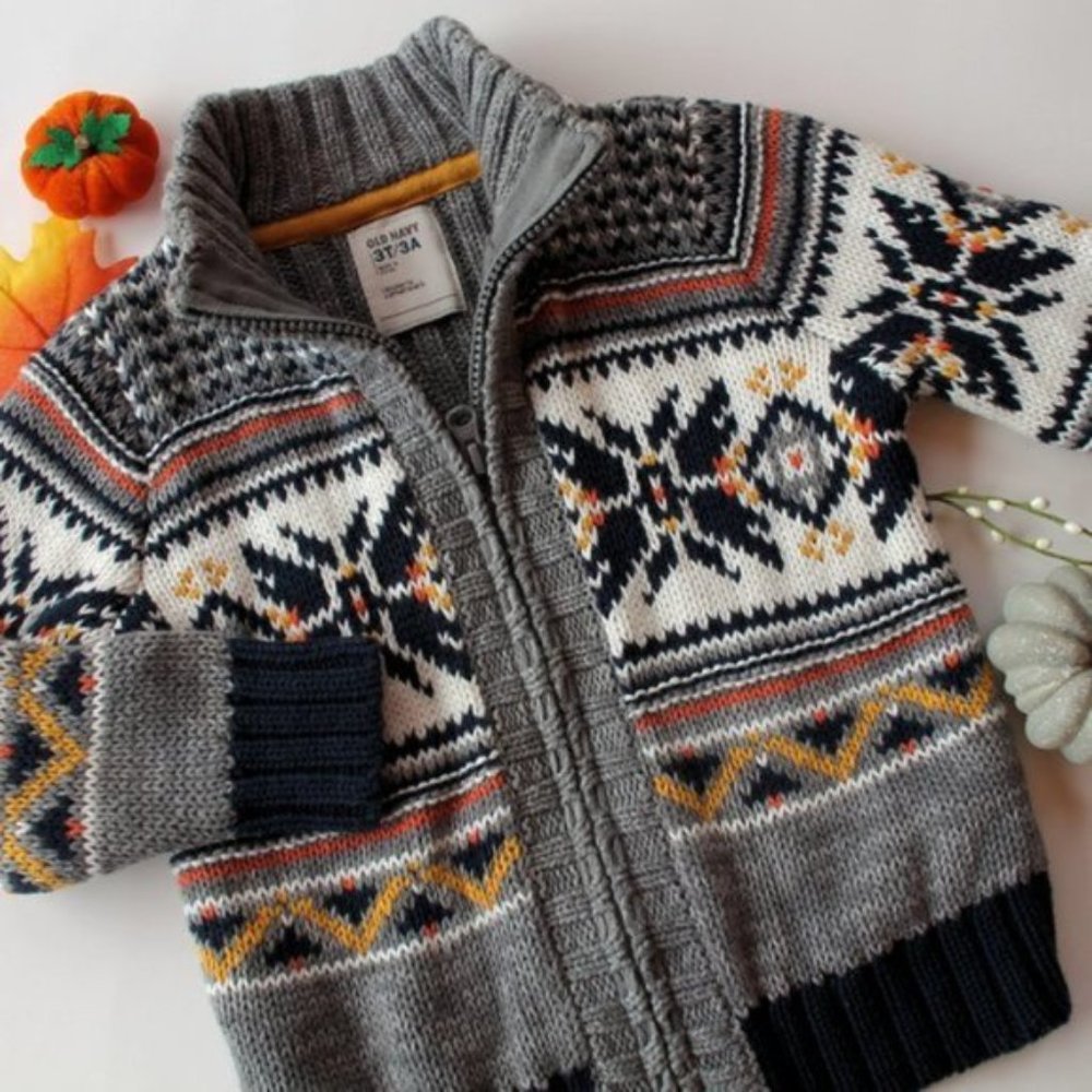 Old Navy Boys Fair Isle Zip Cardigan 4T Sweater